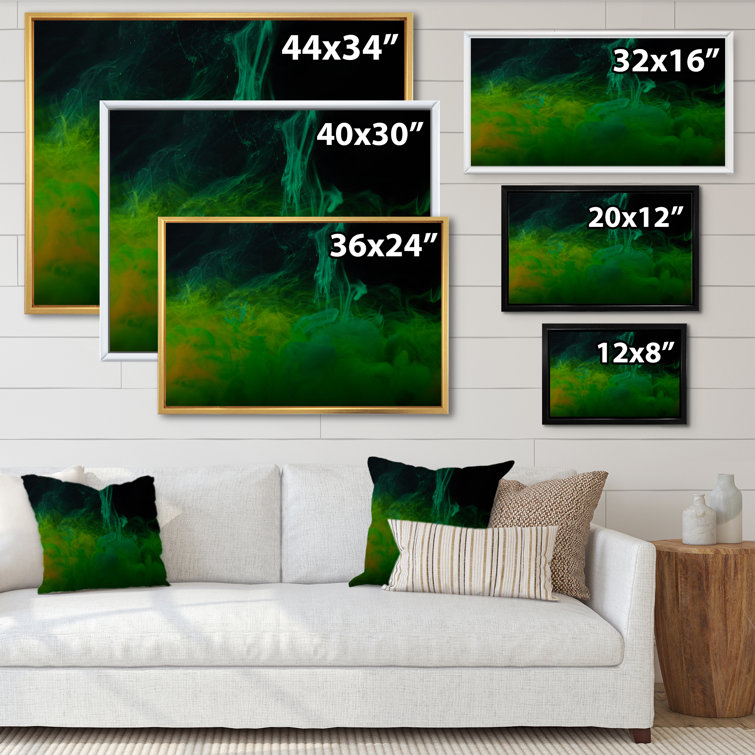 Wrought Studio Green And Black Mixed Liquid Ink Modern Canvas Wall